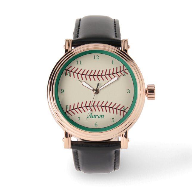 Green Personalized Classic Baseball Watch 腕時計 (正面)