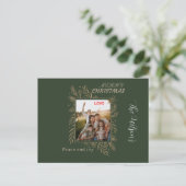 Green personalized family photo name シーズンポストカード (スタンド正面)