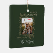 Green personalized family photo name セラミックオーナメント (右)