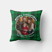 Green Personalized Family Photo Plaid Pattern  クッション (裏面)