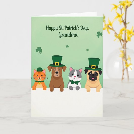 Green Pet Parade Grandma Card カード (黄色い花)