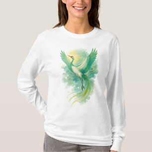 【Green Phoenix Bird Long Sleeve T-Shirt】 Tシャツ