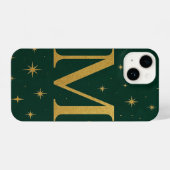 Green Phone Case with Big Yellow M and Star Detail iPhoneケース (裏面横)