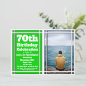 Green Photo 70th Birthday Partyへの招待 招待状 (スタンド正面)