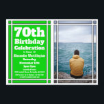 Green Photo 70th Birthday Partyへの招待 招待状<br><div class="desc">このグリーンフォト70th Birthday Party Invitationでパーティの招待状をゲストに送信する。カスタマイズパーティー詳細と写真とお気に入りの一緒に</div>
