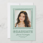 Green Photo Doodle Graduation Invite Announcement 招待状 (正面)