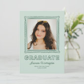 Green Photo Doodle Graduation Invite Announcement 招待状 (スタンド正面)