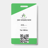 Green | Photo Employee Logo or QR CODE Security バッジ (裏面)