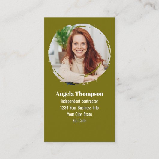 Green Photo QR Code Connect with Me Business 名刺 (正面)