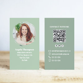 Green Photo QR Code Connect with Me Business 名刺