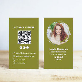 Green Photo QR Code Connect with Me Business 名刺