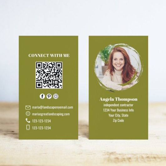 Green Photo QR Code Connect with Me Business 名刺