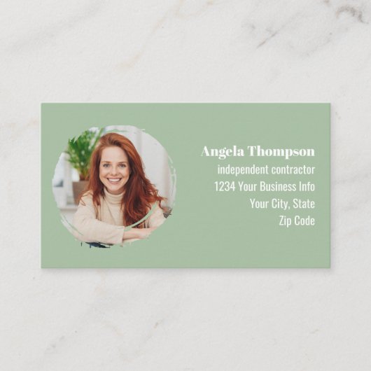 Green Photo QR Code Social Media 名刺 (正面)