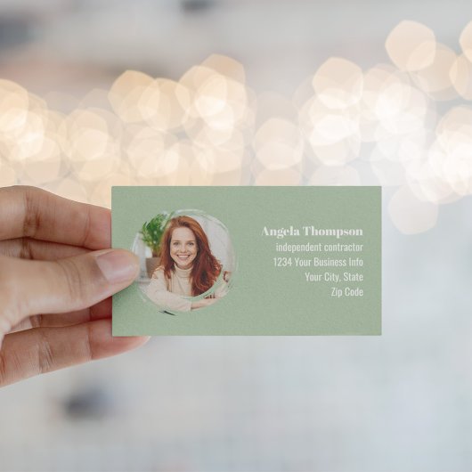 Green Photo QR Code Social Media 名刺