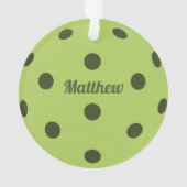 Green Pickleballプレーヤーのモノグラム名 オーナメント (裏面)