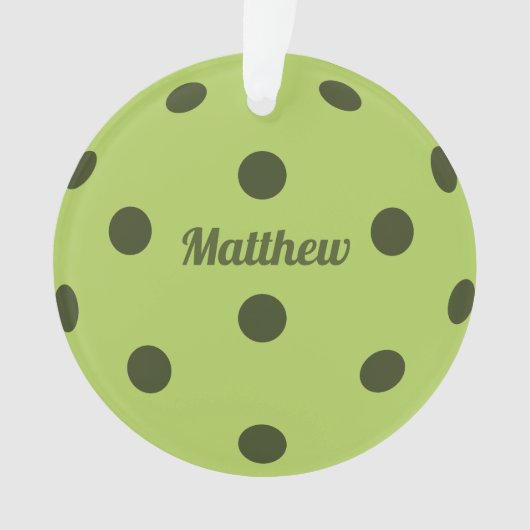 Green Pickleballプレーヤーのモノグラム名 オーナメント (正面)