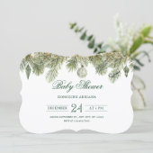 Green pine branch baby shower 招待状 (スタンド正面)
