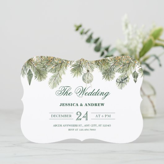 Green pine branch wedding 招待状 (スタンド正面)