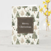 Green Pine Cones Christmas カード (黄色い花)