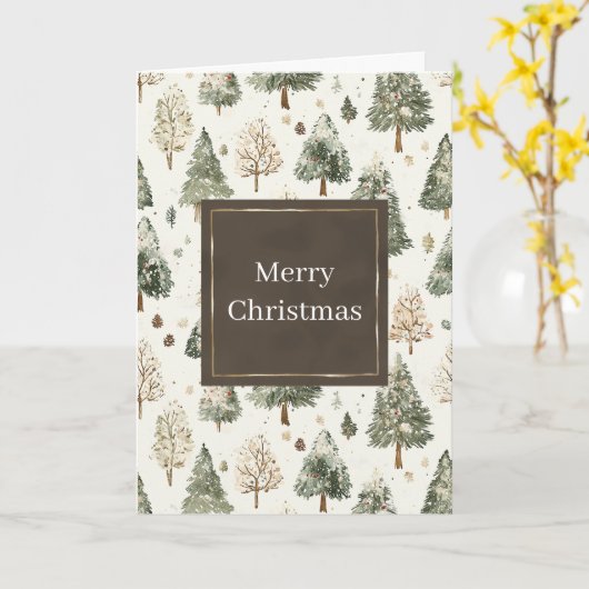 Green Pine Cones Christmas カード (黄色い花)