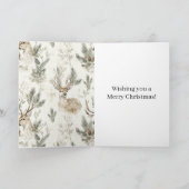 Green Pine Cones Deer Christmas カード (内部)