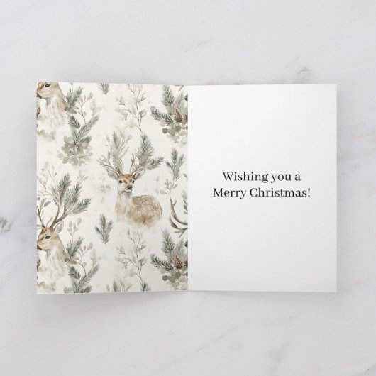Green Pine Cones Deer Christmas カード (内部)