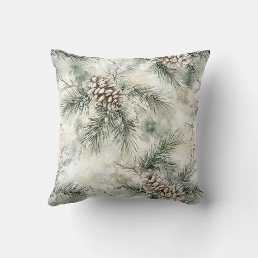 Green Pine Cones Deer Christmas クッション (裏面)