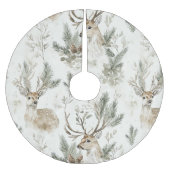 Green Pine Cones Deer Christmas ブラッシュドポリエステルツリースカート (正面)