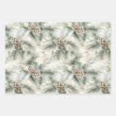 Green Pine Cones Deer Christmas ラッピングペーパーシート (正面2)