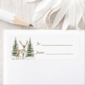 Green Pine Cones Deer Christmas ラベル (インサイチュ)