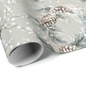 Green Pine Cones Wreath Christmas ラッピングペーパー (ロールコーナー)