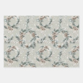 Green Pine Cones Wreaths Christmas ラッピングペーパーシート (正面)