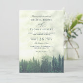 Green Pine Forest Rustic Budget QR Code Wedding 招待状 (スタンド正面)