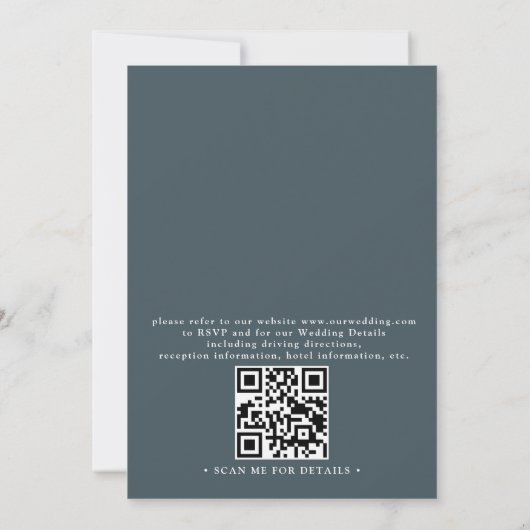 Green Pine Forest Rustic Budget QR Code Wedding 招待状 (裏面)