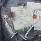 Green Pine Forest Rustic Budget QR Code Wedding 招待状