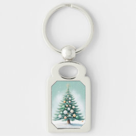 Green Pine Tree and Background | Silver Green Oran キーホルダー