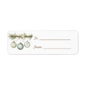 Green Pine Tree Branch Ornaments Christmas ラベル (正面)