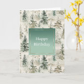 Green Pine Trees カード (黄色い花)