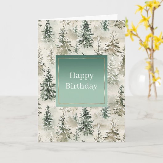 Green Pine Trees カード (黄色い花)