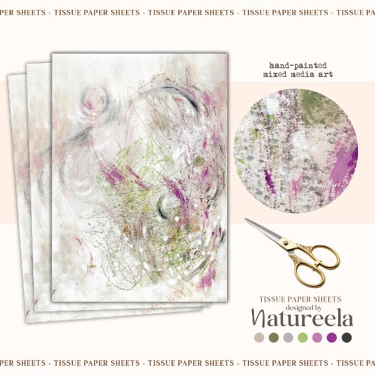 Green Pink Abstract Design Decoupage Tissue Paper 薄葉紙