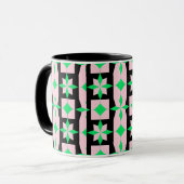 Green, pink and Black Geometric Design マグカップ (正面左)