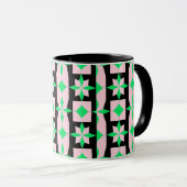 Green, pink and Black Geometric Design  マグカップ (正面右)