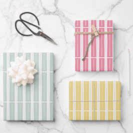 Green, Pink and Yellow Unique Stripes ラッピングペーパーシート