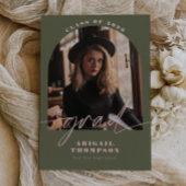 Green & Pink Arch Photo Script Graduation 招待状