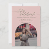 Green & Pink Arch Photo Script Graduation 招待状 (裏面)