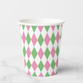 Green & Pink Argyle Golf Party Cup 紙コップ (正面)