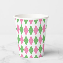 Green & Pink Argyle Golf Party Cup 紙コップ