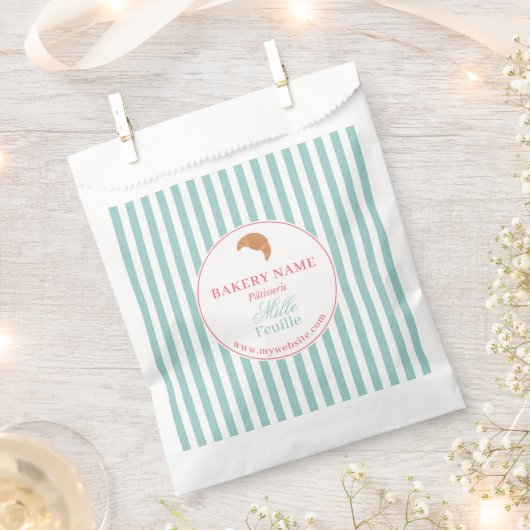 Green Pink Bakery Logo Product Packaging Bag フェイバーバッグ (クリップ留めされた状態)