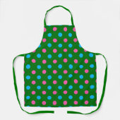 Green Pink Blue Polka Dot Pattern エプロン (正面)