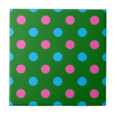 Green Pink Blue Polka Dot Pattern タイル (正面)